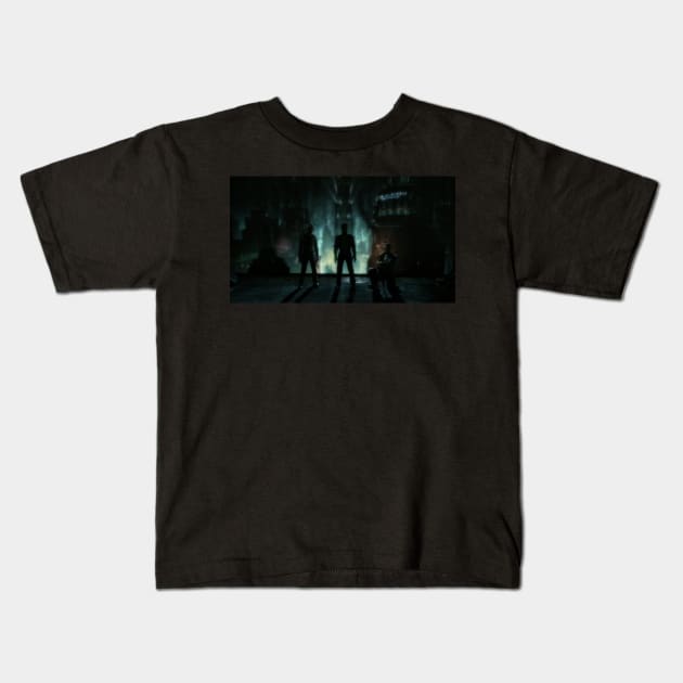 Atlas with Rapture in background (Bioshock Infinite) Kids T-Shirt by gruntcooker